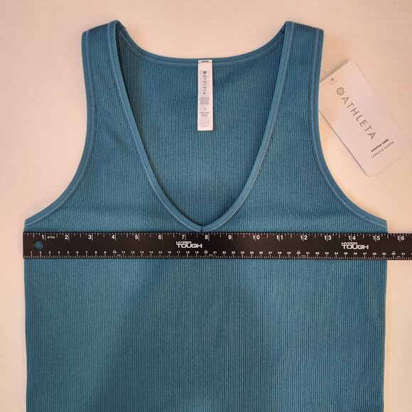 Athleta NWT Aurora Tank M Teal Blue Fitted Ribbed Seamless Activewear Breathable - Picture 7 of 11
